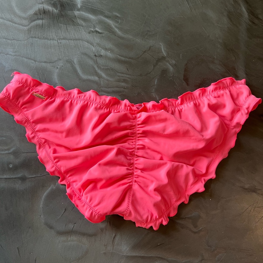 Victoria Secret Pink coral Ruffled bikini Bottoms